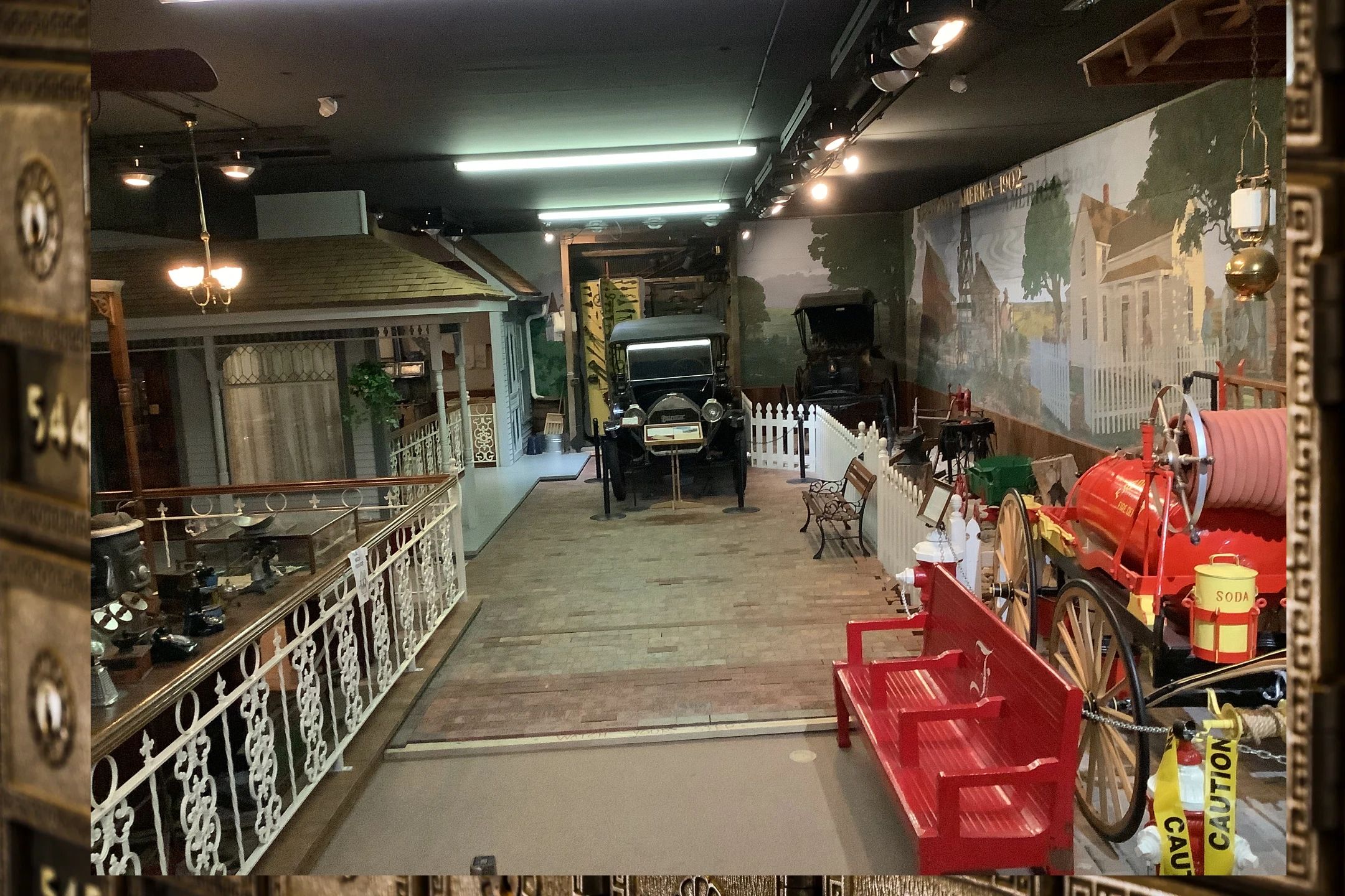 Vintage fire truck parade museum exhibit